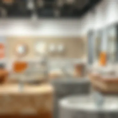 Diverse Materials: Explore Unique Washroom Sink Options A variety of washroom sinks made from different materials displayed in a showroom