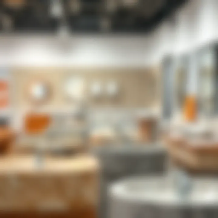 Diverse Materials: Explore Unique Washroom Sink Options A variety of washroom sinks made from different materials displayed in a showroom