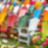 A beautifully arranged display of lawn chairs in various styles and colors