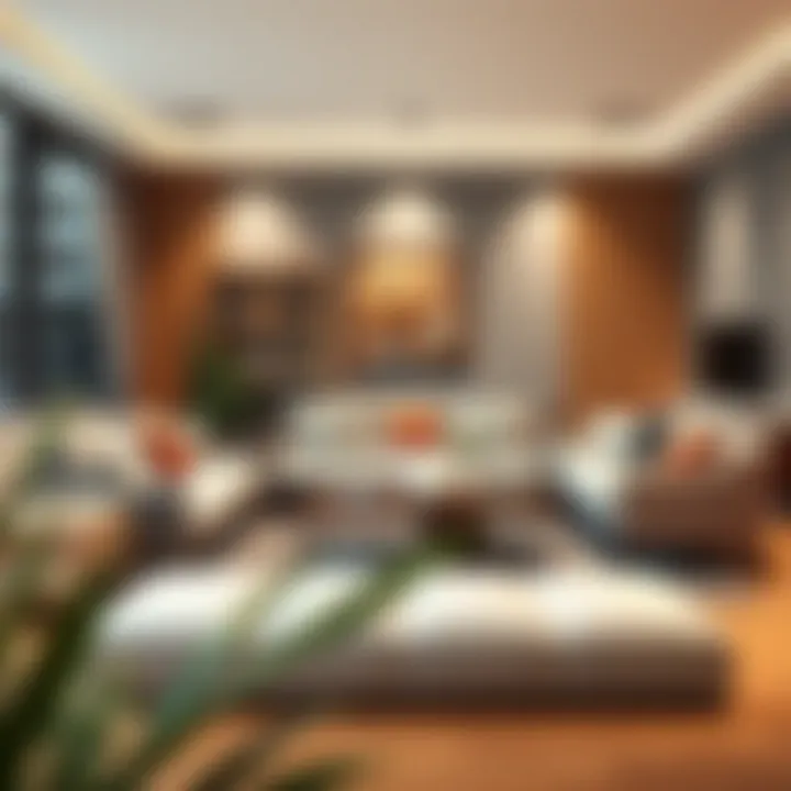 Multifunctional furniture arrangement in a stylish living room