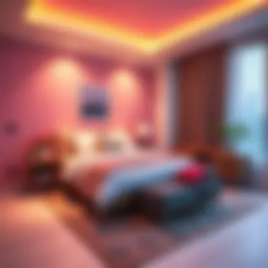 Smart LED strips creating a vibrant atmosphere in a bedroom