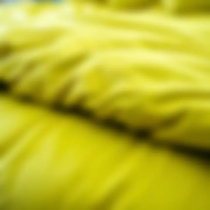 Texture of Lime Green Bed Comforter Close-up of the texture and fabric of a lime green comforter