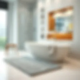 Luxurious machine washable bath mat in a modern bathroom setting