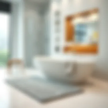 Stylish Modern Bath Mat Luxurious machine washable bath mat in a modern bathroom setting