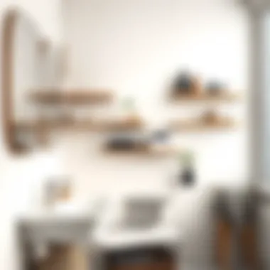 Elegant bathroom wall shelving showcasing decorative items