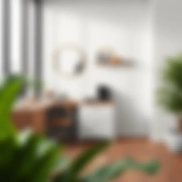 Functional workspace featuring a single file cabinet