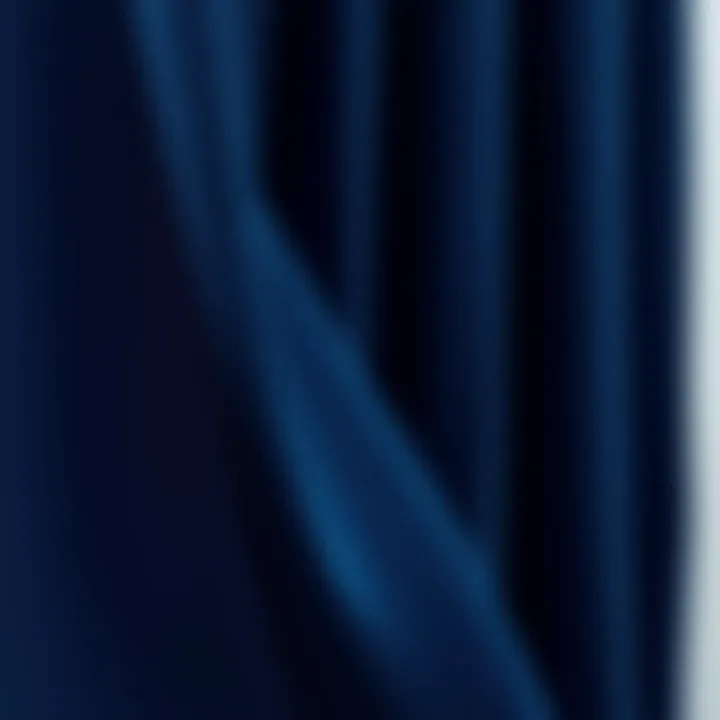Close-up of navy curtain fabric showcasing texture and quality