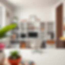 Stylish home office with organized shelves