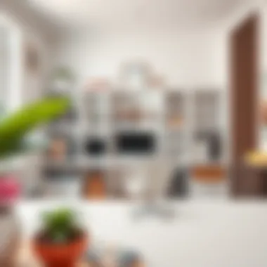 Stylish home office with organized shelves