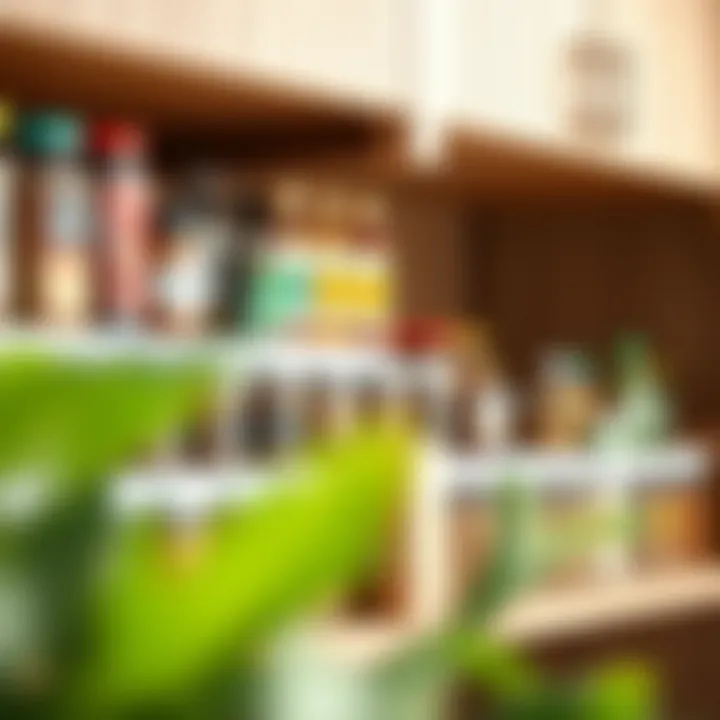 Efficient Organization with Sliding Shelves Organized spices and jars on sliding shelves