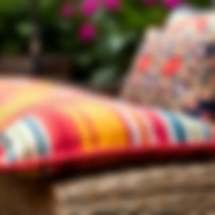 Close-up of a well-maintained outdoor cushion with vibrant colors