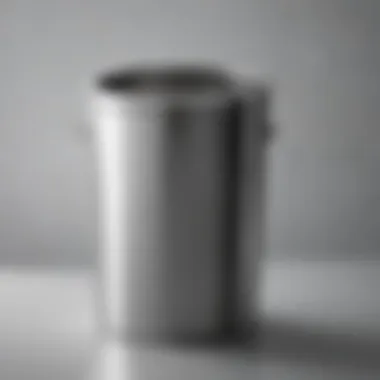 Close-up of polished stainless steel trash can showcasing its finish