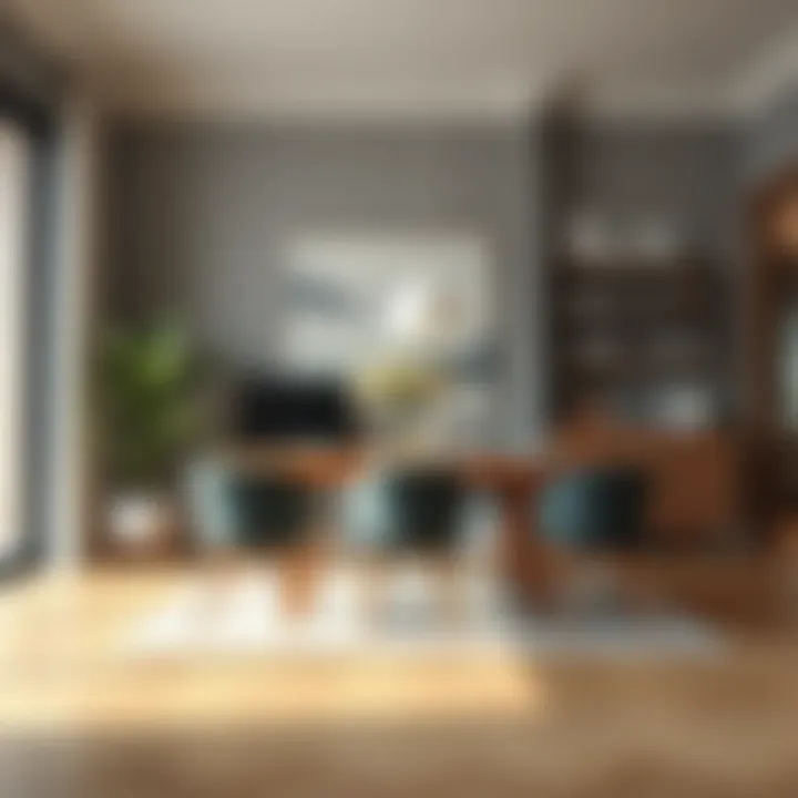 Dining area featuring Scandinavian-inspired furniture and decor