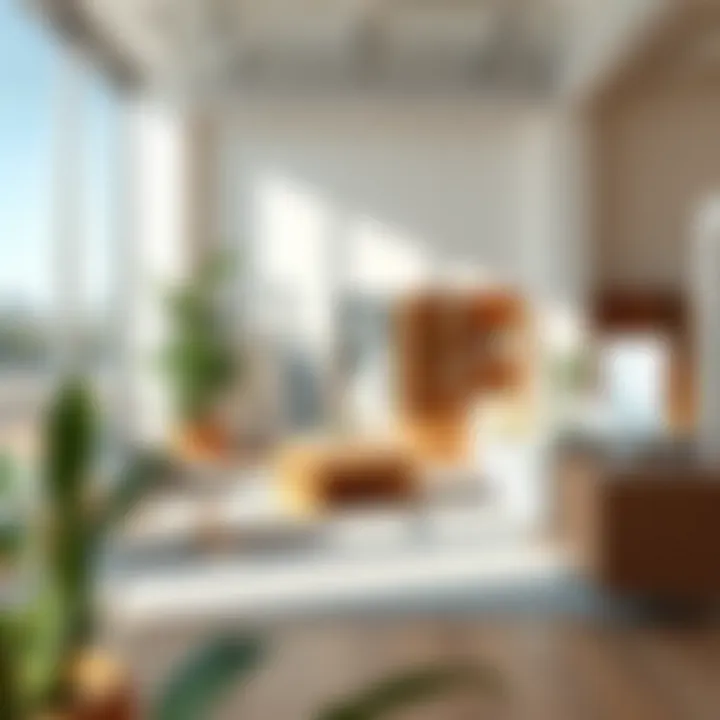 Scandinavian office space with functional furniture and natural light