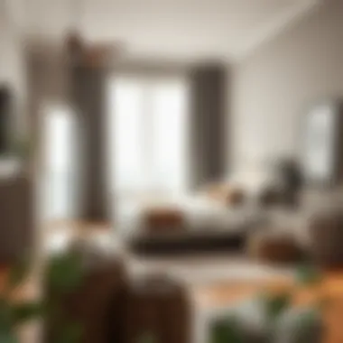 An organized space featuring scrunchable hampers in a minimalist bedroom.