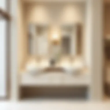 Elegant double vanity sinks in a compact bathroom layout