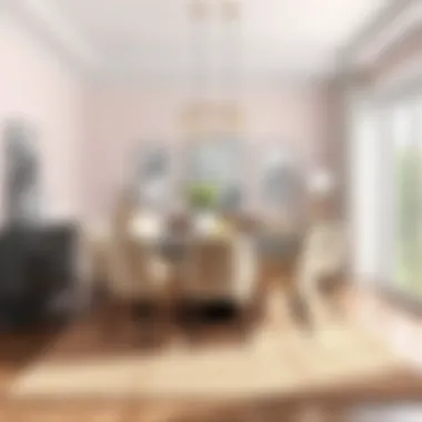 Aesthetic design elements in a dining area harmonized with a suitable rug