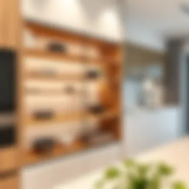 Sleek Sliding Shelves in Contemporary Design Modern kitchen cupboard with sleek sliding shelves