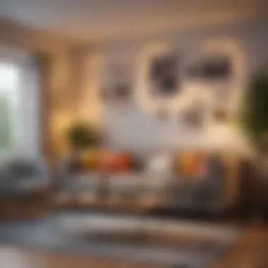 Cozy Living Room with Dim String Lights Cozy living room illuminated by dim string lights