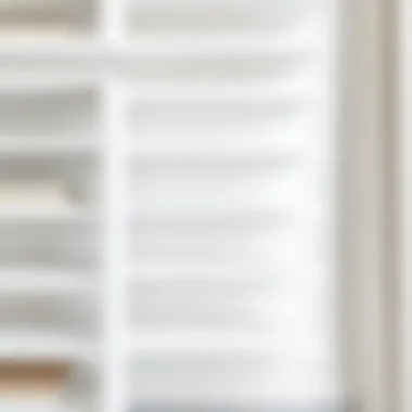 Close-up of white stacked shelves highlighting the texture and material in a chic interior.