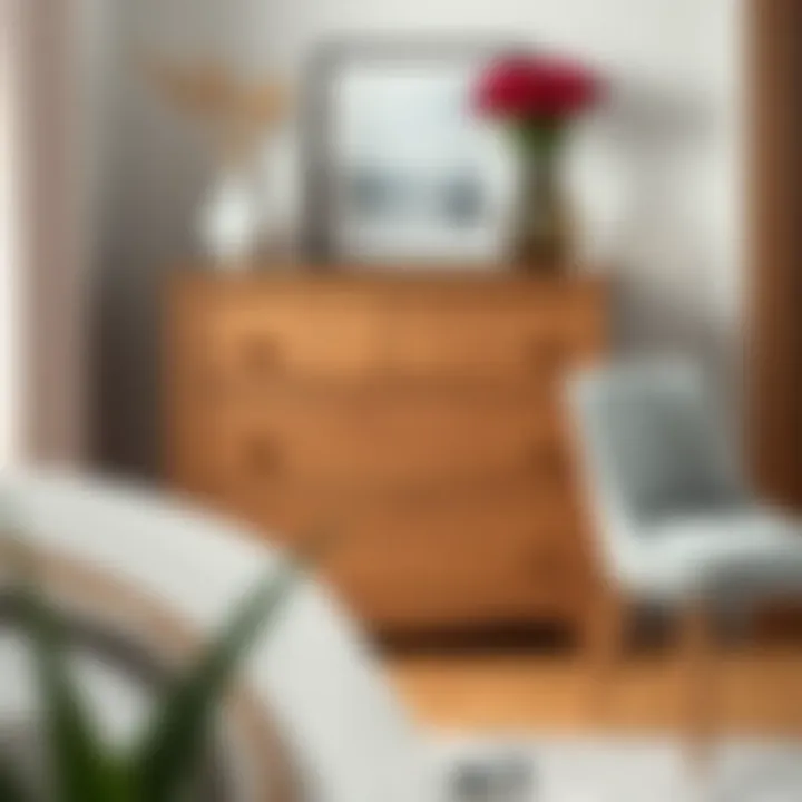 Elegant brown oak chest of drawers showcasing intricate wood grains