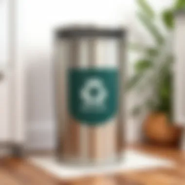 Eco-friendly stainless steel trashcan with recycling options highlighted