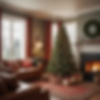 A traditional Christmas tree in a cozy living room setting