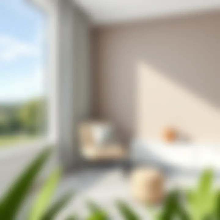 A serene corner featuring an accent chair with clear legs and a beautiful view.