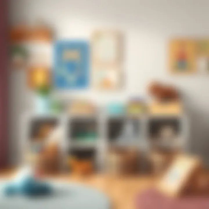 Functional Use of Cube Baskets for Child's Play Area Cube baskets used for organizing children's toys