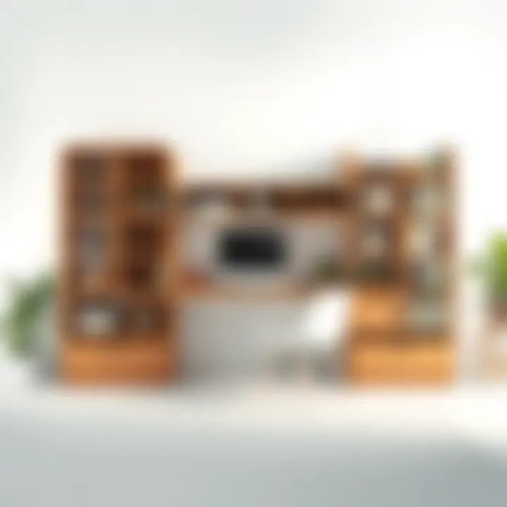 Innovative Shelving Unit with Desk Functionality Creative shelving unit with integrated desk for maximizing workspace