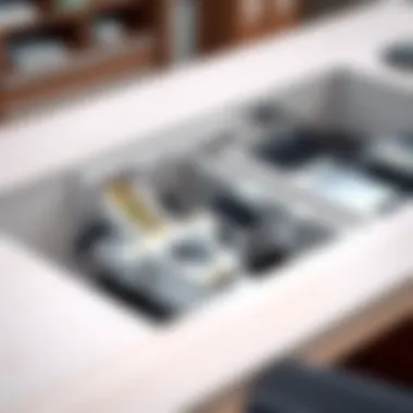 Close-up of lift desk mechanics illustrating the internal mechanisms