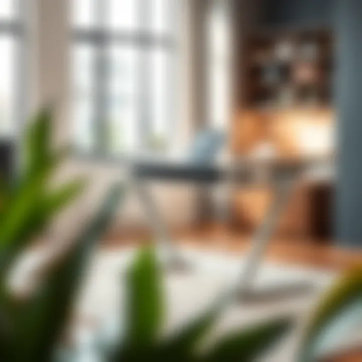 A modern lift desk showcasing adjustable height features